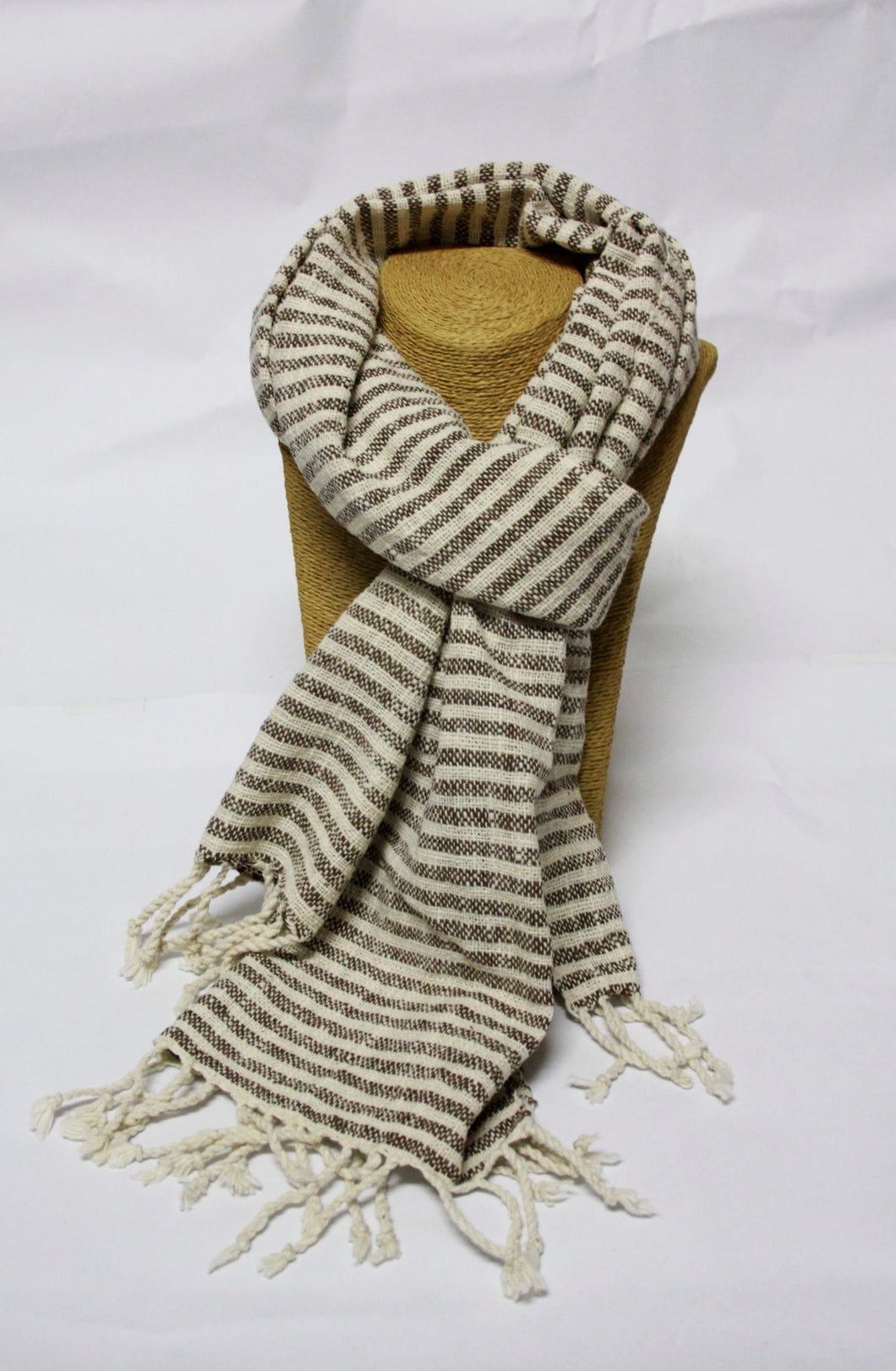 Hand Woven Handspun Cotton Scarf - Fair Trade from Laos - Smoky Mountain Fresh Roast Coffee