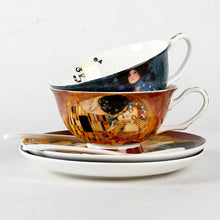 Gustav Klimt Art European Bone China Coffee or Tea Cup with Saucer and Spoon - Smoky Mountain Fresh Roast Coffee