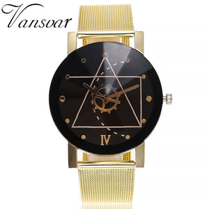 Casual Quartz Stainless Steel Band Marble Strap Analog Wrist Watch - Smoky Mountain Fresh Roast Coffee