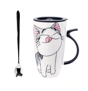 Ali-Cute Fashion Cat Coffee or Tea Mug with Japanese Silicone Lid and Spoon - Smoky Mountain Fresh Roast Coffee