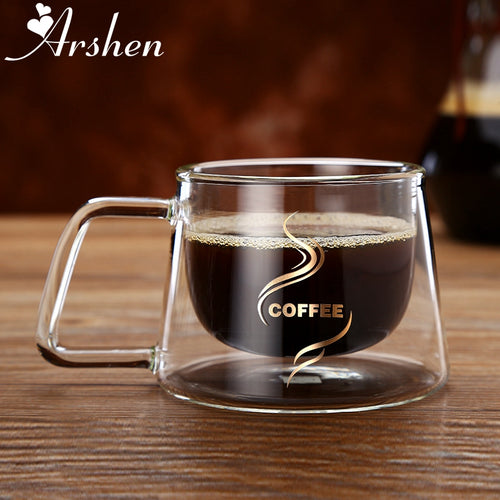 Arshen Double Wall Glass Coffee or Tea Mug - Smoky Mountain Fresh Roast Coffee