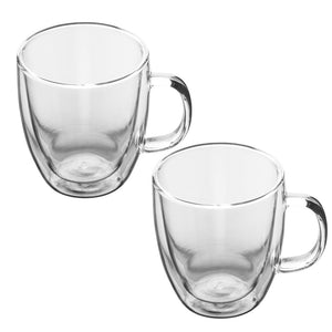 Double Wall Glass Coffee Mug - 2 piece set 350ml - Smoky Mountain Fresh Roast Coffee