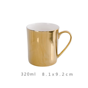 Mirror Effects Gold or Silver Plated over Bone China Coffee or Tea Cup with Saucer - Smoky Mountain Fresh Roast Coffee