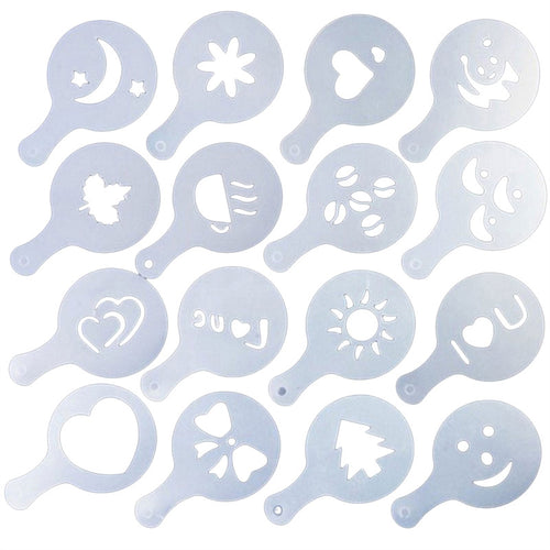 16pcs Cappuccino Coffee Art Stencils for Coffee Decoration - Smoky Mountain Fresh Roast Coffee