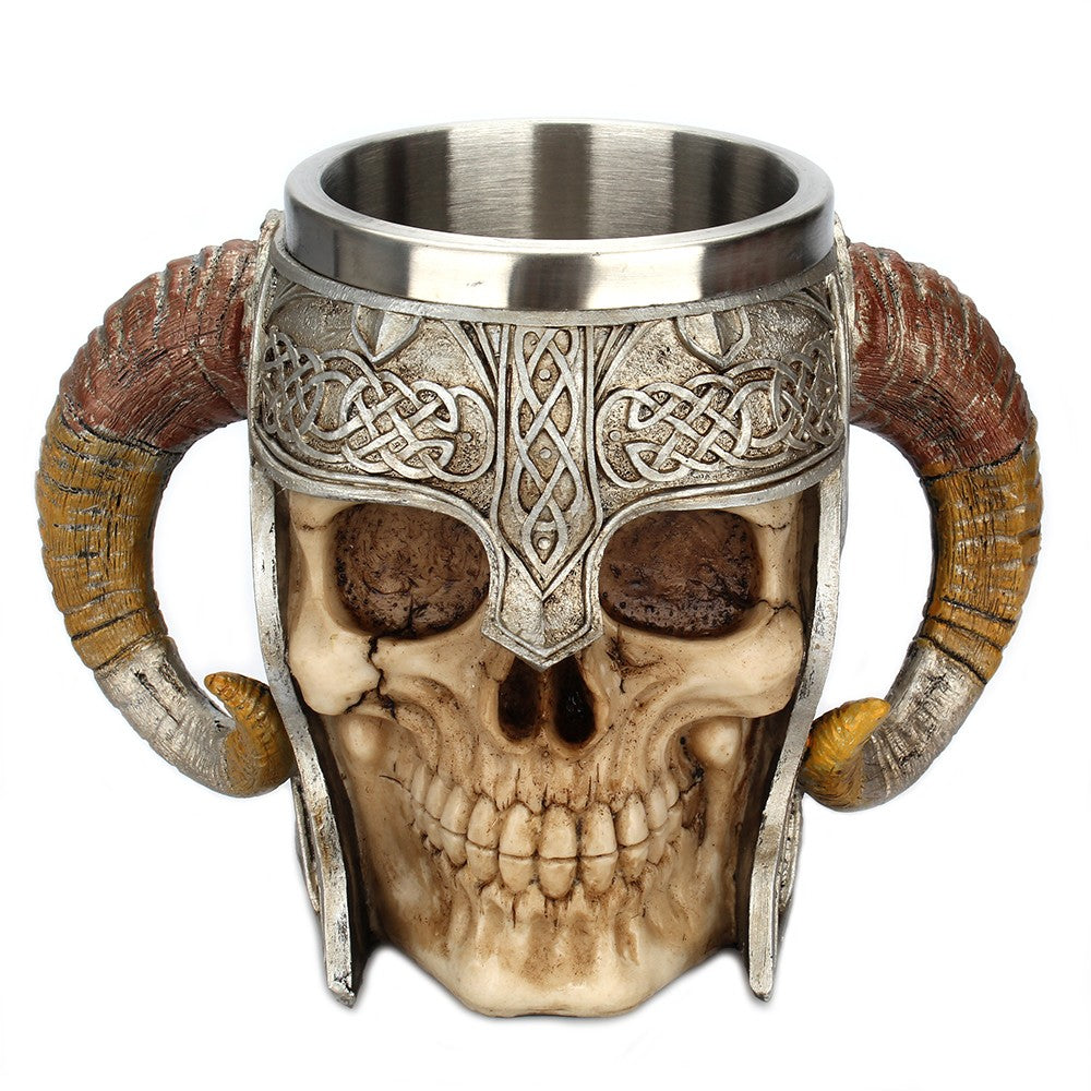 Stainless Steel Horns Helmet Skull Coffee Mug - Smoky Mountain Fresh Roast Coffee