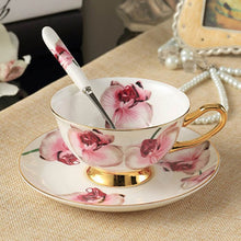 YeFine Flowers Bone China Coffee or Tea Cup With Saucer and Spoon - Smoky Mountain Fresh Roast Coffee