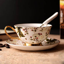 YeFine Flowers Bone China Coffee or Tea Cup With Saucer and Spoon - Smoky Mountain Fresh Roast Coffee