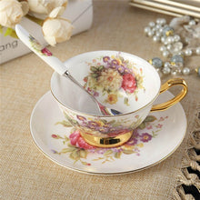 YeFine Flowers Bone China Coffee or Tea Cup With Saucer and Spoon - Smoky Mountain Fresh Roast Coffee