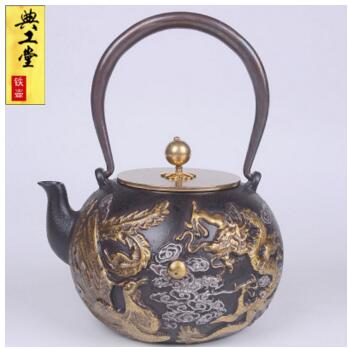 New Design 1.4L Dragon and Phoenix Iron Kettle Japanese Iron Teapot - Uncoated - Smoky Mountain Fresh Roast Coffee